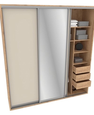 Шкаф-купе ХG246.60-3, профиль INTEGRO, фасад МДФ/зеркало серебро