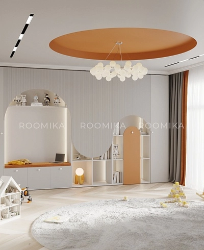 Шкаф с нишей, ящиками и сидушкой с подсветкой,фрезерованные фасады в эмали LЕ433.44