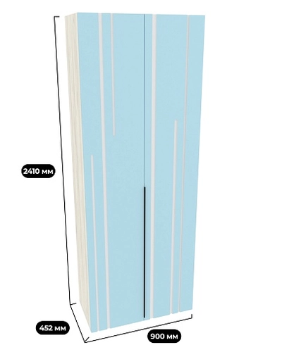 Шкаф двухдверный узкий, фрезерованные фасады в эмали LE210.44-1
