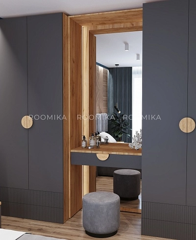 Ниша с ящиком, зеркалом и подсветкой для спальни R270.45