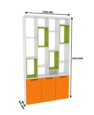 Стеллаж-тумба перегородка со вставками L239.130