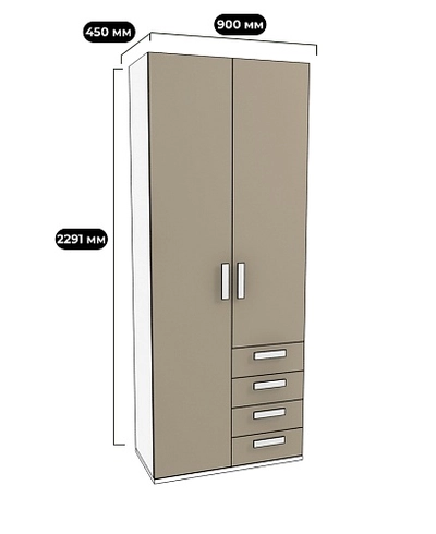 Шкаф двухверный, фасад комбинированный E212 L/R