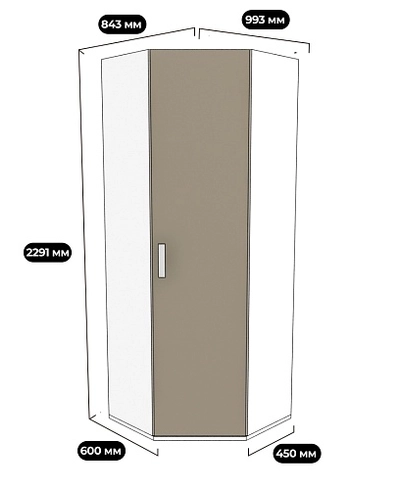 Шкаф угловой 846*996мм E218 L/R