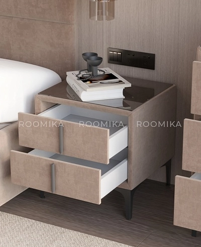 Cпальня с мягкой кроватью ВЕРСАЛ и мягкими тумбами 202