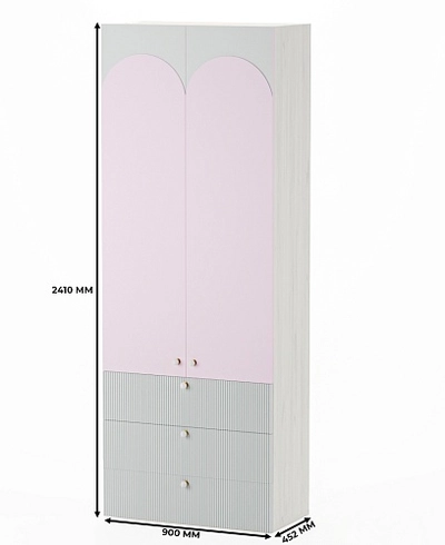 Шкаф книжный/для одежды с тремя ящиками, фасады в эмали LE213