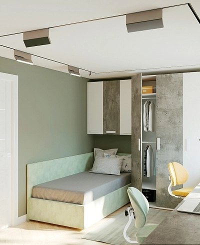 Навесная полка вертикальная с фасадом  3 ниши E313