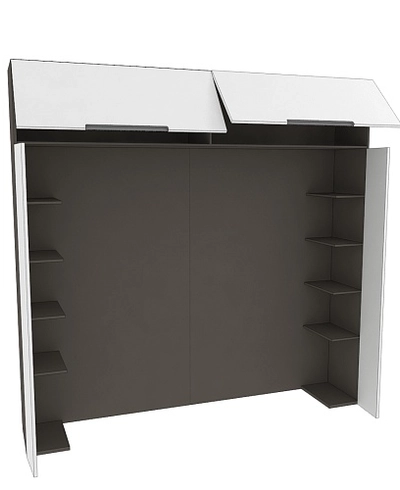 Ниша для кровати с секциями, фасады в эмали LE407.44