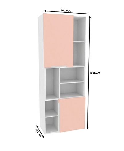 Шкаф книжный с нишей, фасады в эмали LE227 L/R