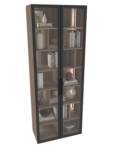 Шкаф-стеллаж со стеклянными фасадами с подсветкой R212