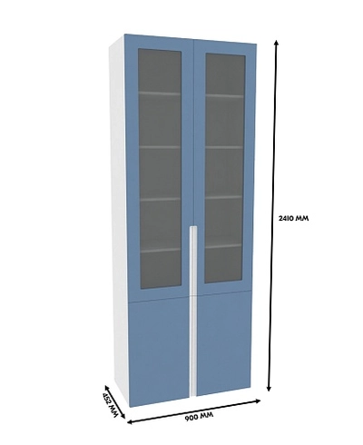 Шкаф книжный со стеклом, фасады в эмали LE214S