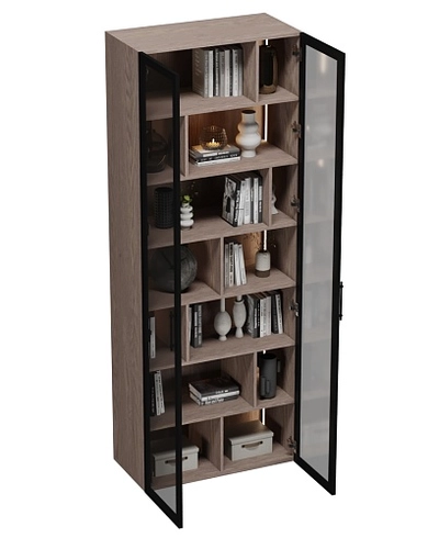 Шкаф-стеллаж со стеклянными фасадами с подсветкой R212