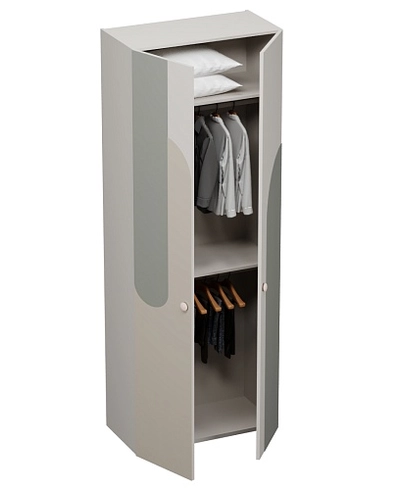 Шкаф двухдверный узкий, фрезерованные фасады в эмали LE210.44-1