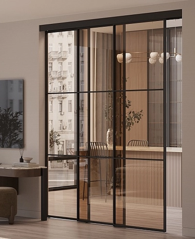 Стеклянная межкомнатная перегородка для кухни GRACE 18