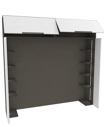 Ниша для кровати с секциями с подсветкой, фасады в эмали LE407.44