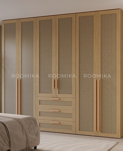 Шкаф двустворчатый, фасады натуральный ротанг L210.60-3