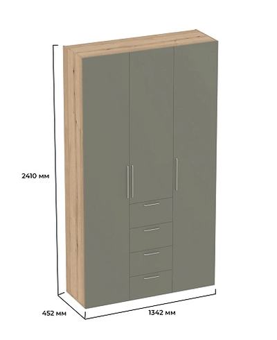 Шкаф трехдверный с ящиками узкий L203.44