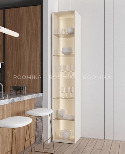 Шкаф со стеклянными фасадом полки стекло с подсветкой R220.1