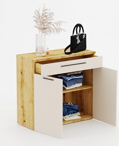 Тумба широкая 2 дверная с ящиком L876