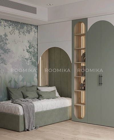 Шкаф двухдверный со штангой, фрезерованные фасады в эмали LE243.44