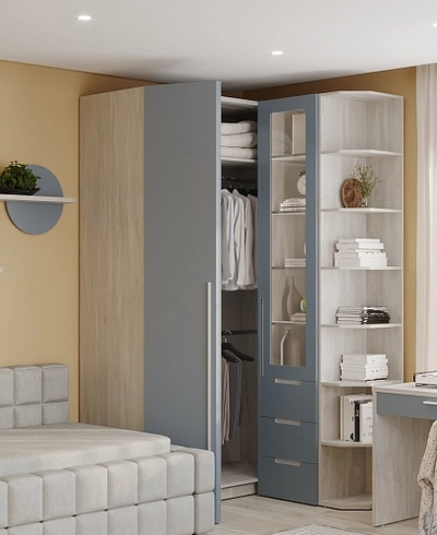 Шкаф со складными дверьми и фальш панелью, фасады в эмали LE206 L/R