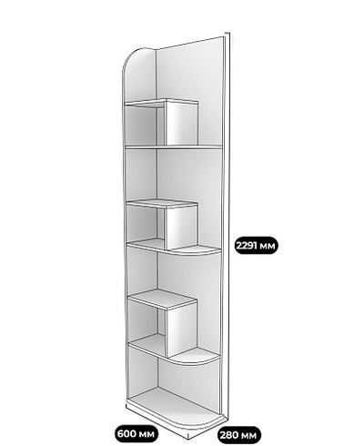 Cтеллаж завершающий  глубина 600мм E233 L/R