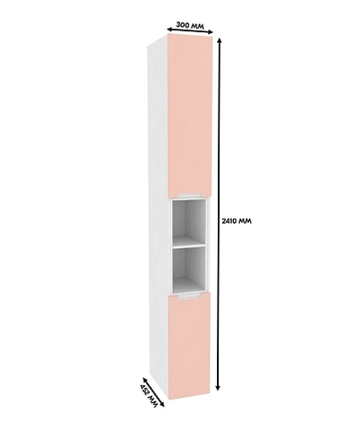 Шкаф книжный с нишей узкий, фасады в эмали LE226.300