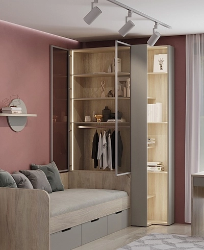 Шкаф двухдверный со стеклом в профиле с подсветкой LF212.4-90