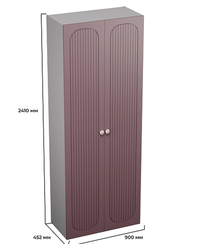 Шкаф двухдверный узкий, фрезерованные фасады в эмали LE210.44-1