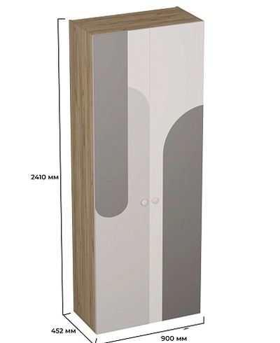 Шкаф двухдверный узкий, фрезерованные фасады в эмали LE210.44-1