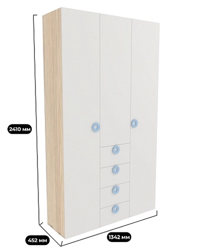 Шкаф трехдверный с ящиками узкий L203.44