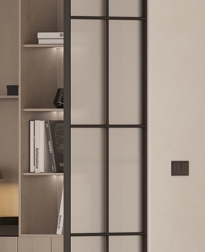 Стеклянная перегородка для зонирования квартиры студии, стекло Эстриадо GRACE 12