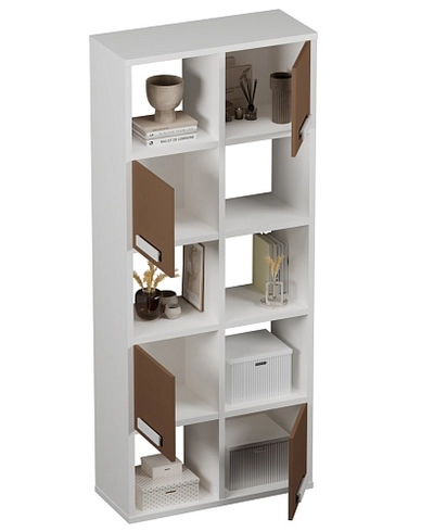 Стеллаж сквозной книжный на 10 ниш с ящиками с фасадами E810