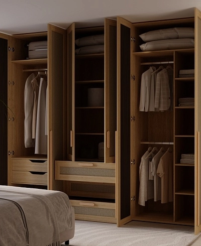 Шкафная группа, фасады натуральный ротанг Лацио 15