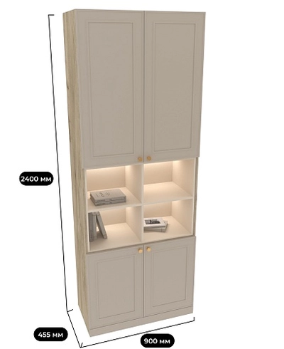 Шкаф для книг с нишей А216 с подсветкой