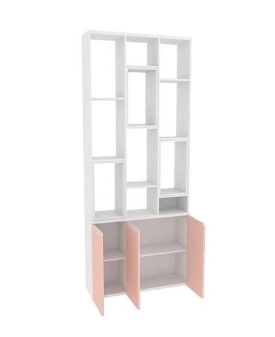 Стеллаж-тумба перегородка со вставками, фасады в эмали LE239