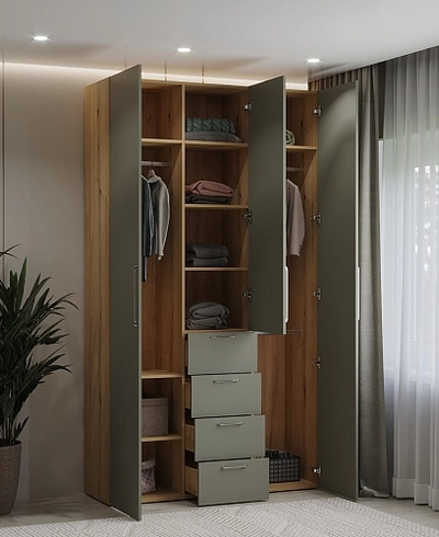 Шкаф трехдверный с ящиками узкий L203.44