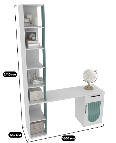 Стол-стеллаж, фрезерованные фасады в эмали LE403.44 L/R