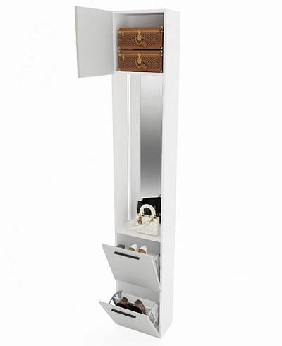 Шкаф завершающий с обувницей и зеркалом L250