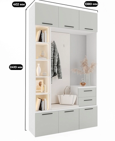 Секция с вешалкой и стеллажом L416