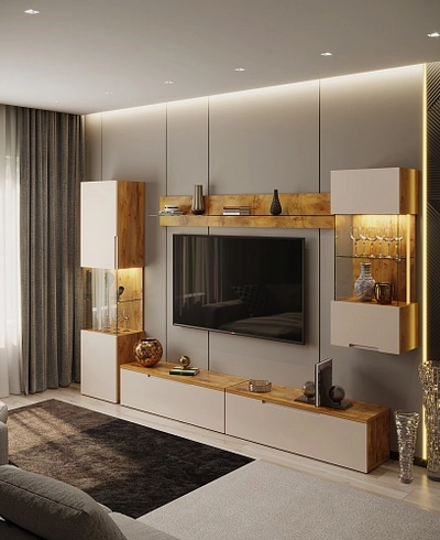 Шкаф навесной с подсветкой, фасады в эмали LE360 L/R