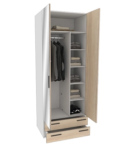 Шкаф двустворчатый с ящиками и с зеркалом L-211.60Z