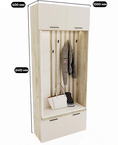 Секция с крючками с подсветкой и мягкими панелями L419