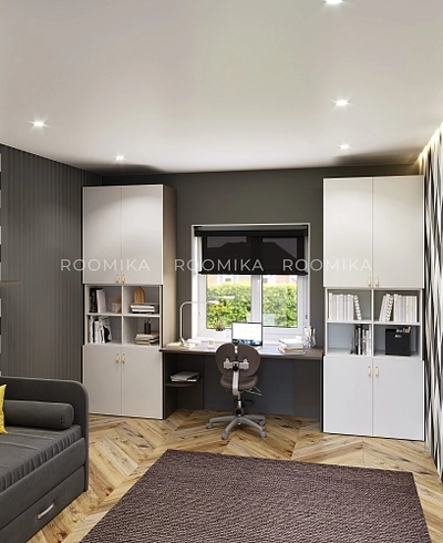 Шкаф двухдверный с фальш-стенкой и раздвижжными дверьми L205 L/R