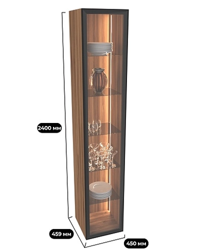 Шкаф со стеклянными фасадом полки стекло R220.1