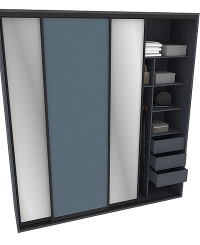 Шкаф-купе ХG240.60-1, профиль INTEGRO, фасад МДФ/зеркало серебро