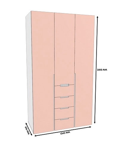 Шкаф трехдверный с ящиками глубокий, фасады в эмали LE203.60