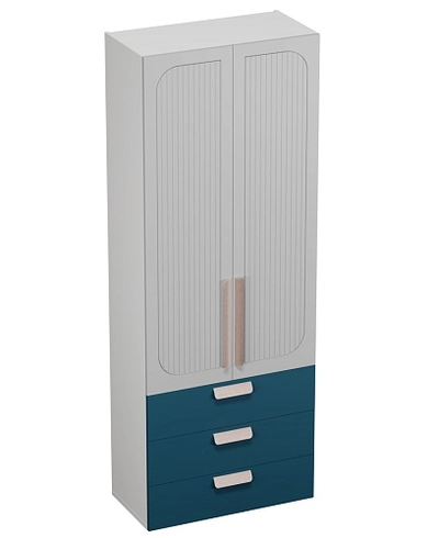 Шкаф книжный/для одежды с тремя ящиками, фрезерованные фасады в эмали LE213