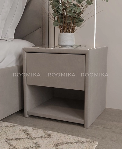 Тумба прикроватная мягкая, стекло прозрачное САНРАЙС 751