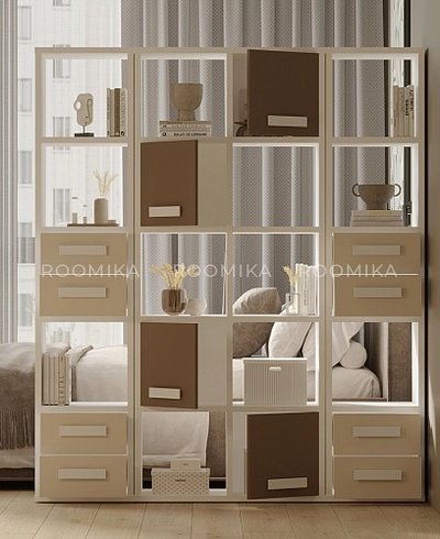 Стеллаж сквозной книжный на 15 ниш с ящиками E805,E810