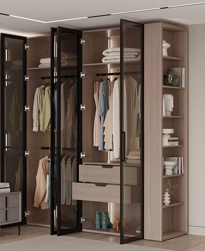 Шкаф для спальни с двумя штангами и полкой с подсветкой R210.60-1